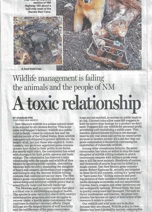 A Toxic Relationship: Wildlife management is failing the animals and the people of NM