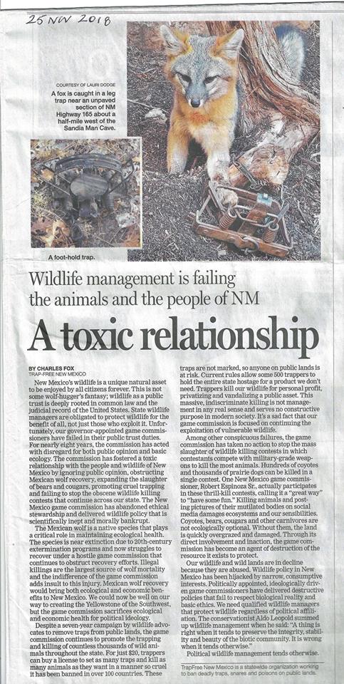 Op-Ed A TOXIC REALTIONSHIP ABQ Journal 20181125