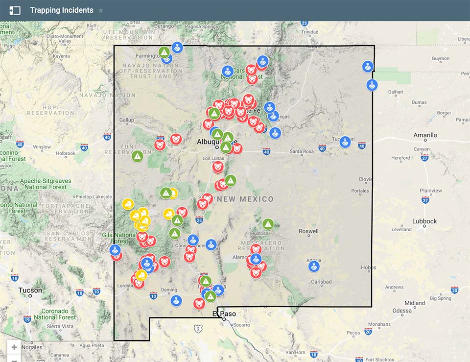 New Mexico Trapping Incidents Map